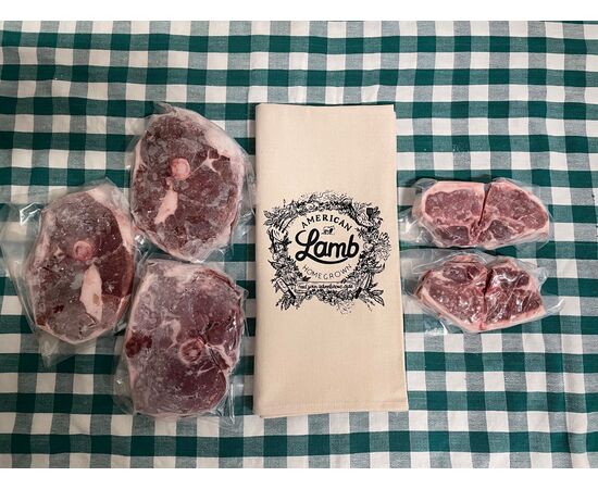 Lamb meat bundle with leg steaks and loin chops