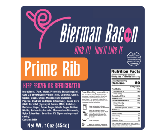 prime rib bacon label